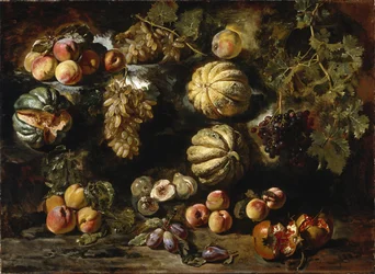 Stilleven met Meloenen, Perziken, Vijgen en Druiven, ca. 1640-1650